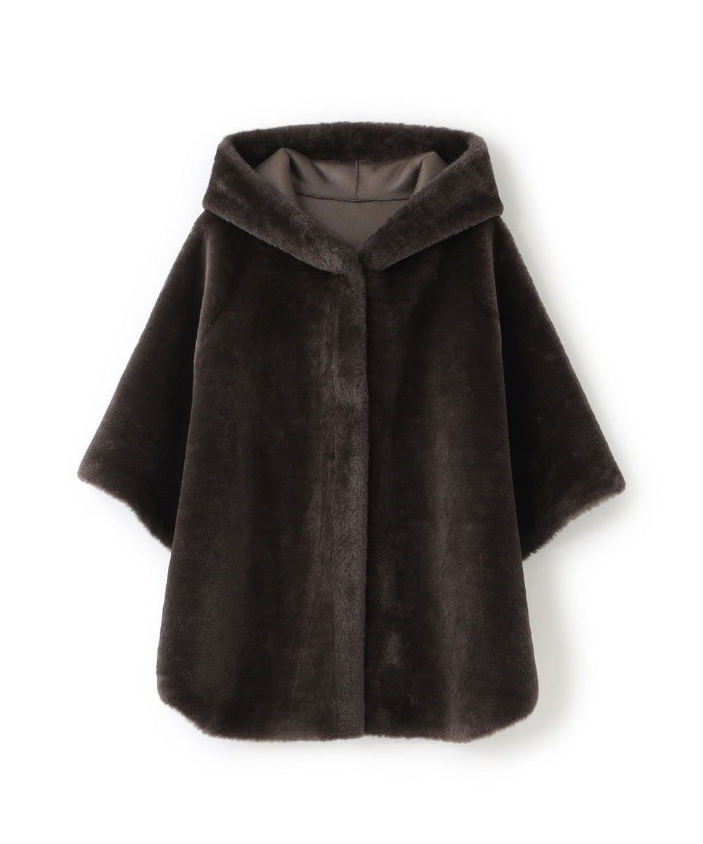 2WAYリバーシブル】ショートファーリバーシブルポンチョ(コート