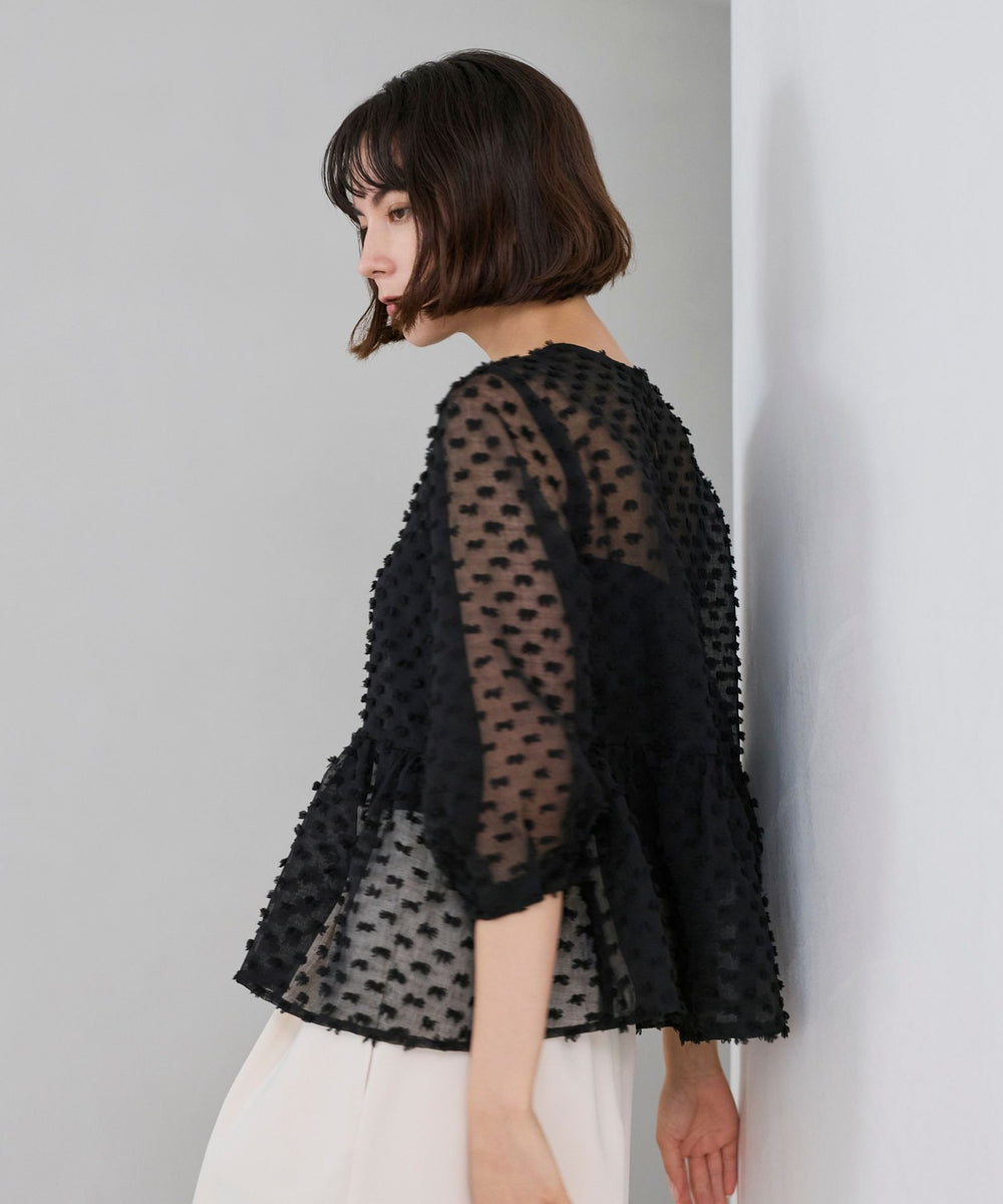 着映え叶う】ドットライク シアージャカードブラウス(トップス