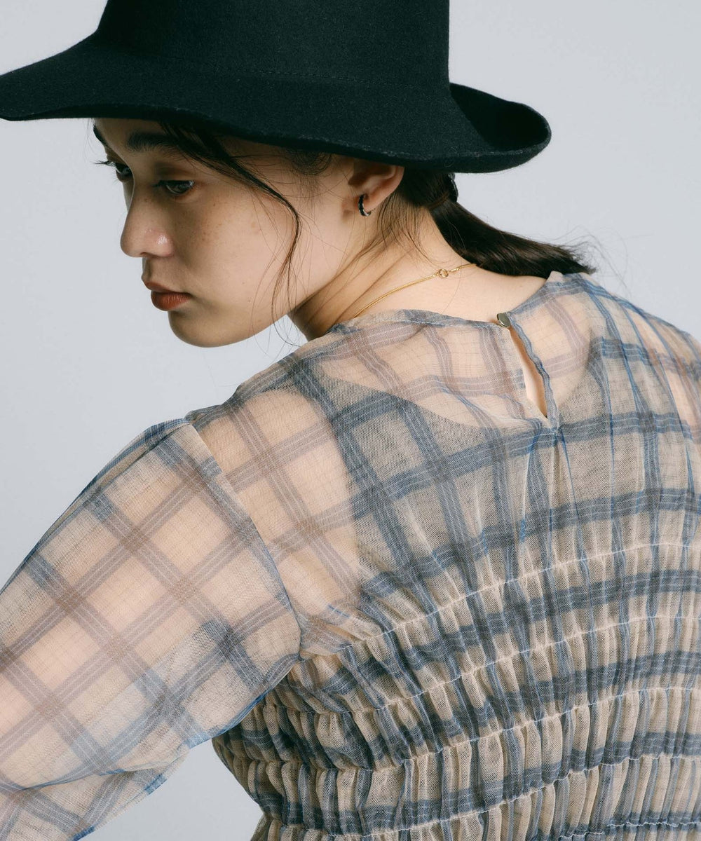 トレンドミックス】シアーチェックペプラムブラウス(トップス)｜BIANCA