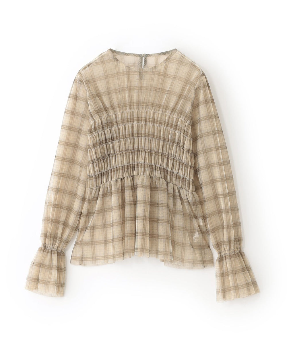 トレンドミックス】シアーチェックペプラムブラウス(トップス)｜BIANCA