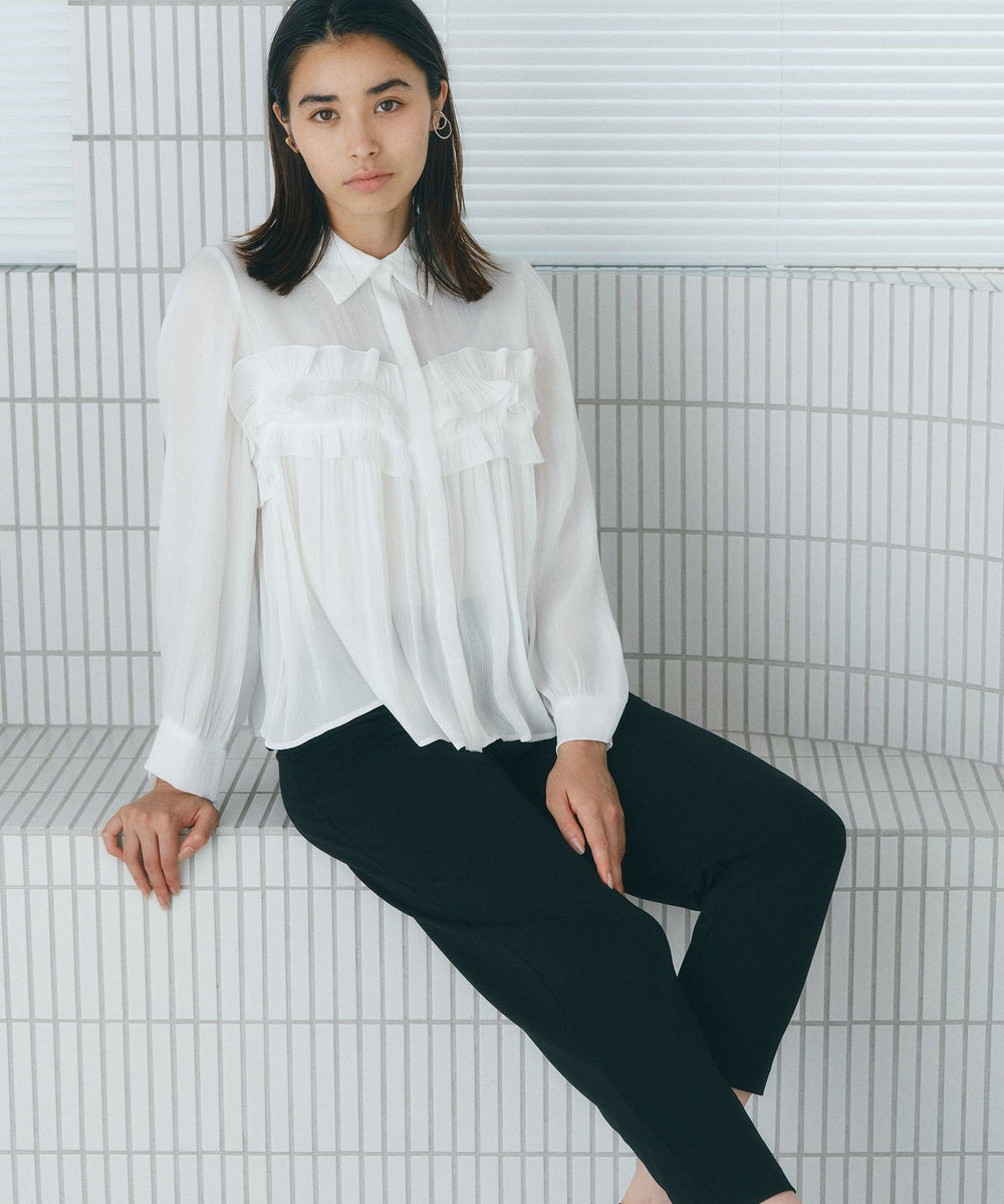 BAILA12月号掲載】【着映えが叶う】ラメフリルブラウス(トップス