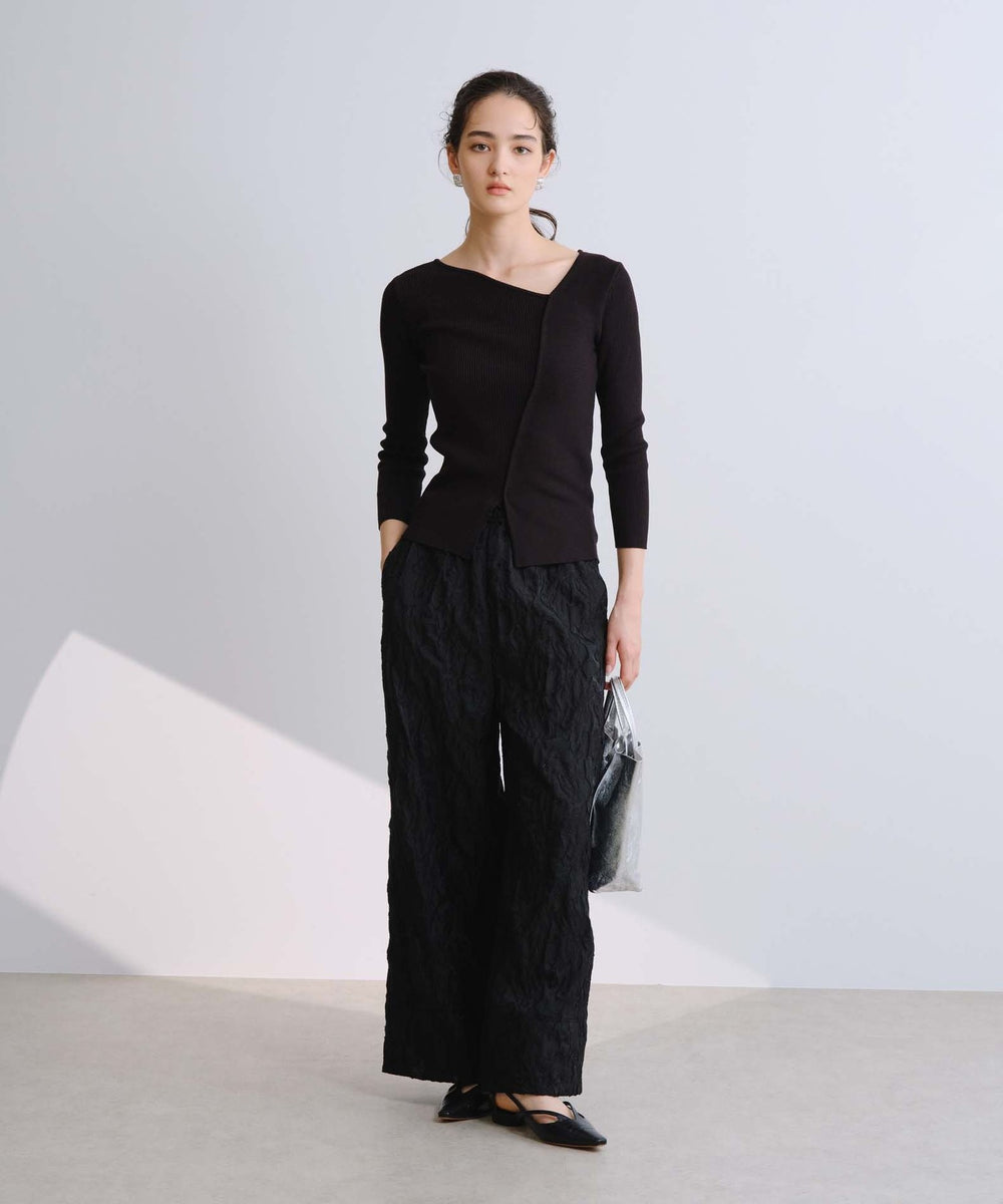 予約販売】【ON/OFF着回し】フラワージャカードドロスト付きワイド