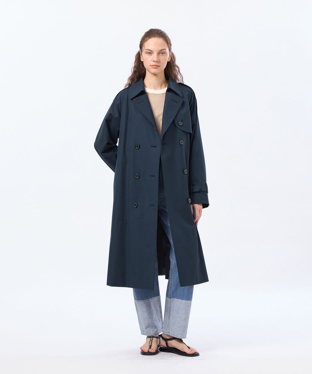 美品　MACKINTOSH ロロピアーナ 最高級ウール トレンチコート 紺　40 DUNFORD】【Loro Piana Fabric】ウールツイルステンカラーコート