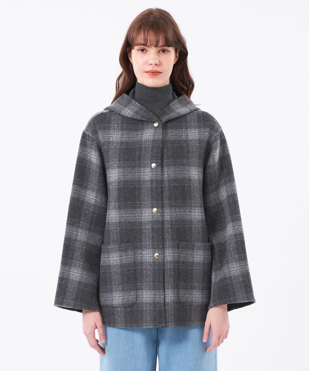 未使用　ウール フード コート 楽天市場】ウールコート レディース フード ミドル丈コート