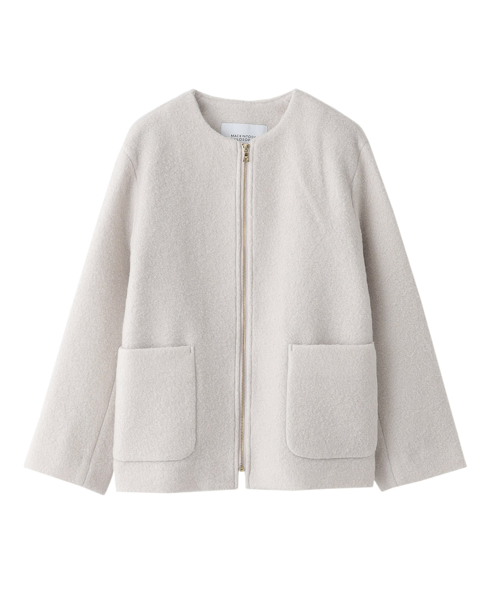 WEB&一部店舗限定】ウールパイルノーカラーショートコート(コート