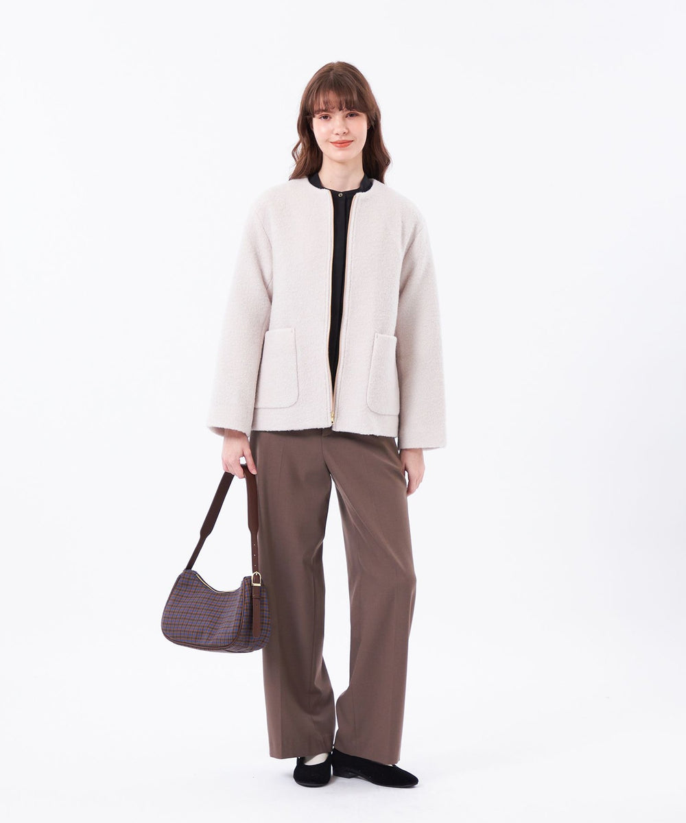 WEB&一部店舗限定】ウールパイルノーカラーショートコート(コート