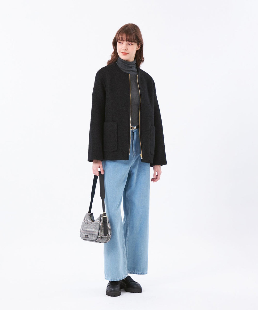 WEB&一部店舗限定】ウールパイルノーカラーショートコート(コート