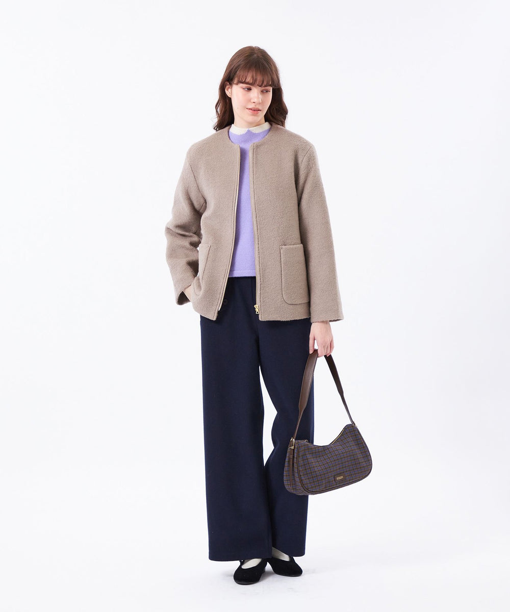 WEB&一部店舗限定】ウールパイルノーカラーショートコート(コート