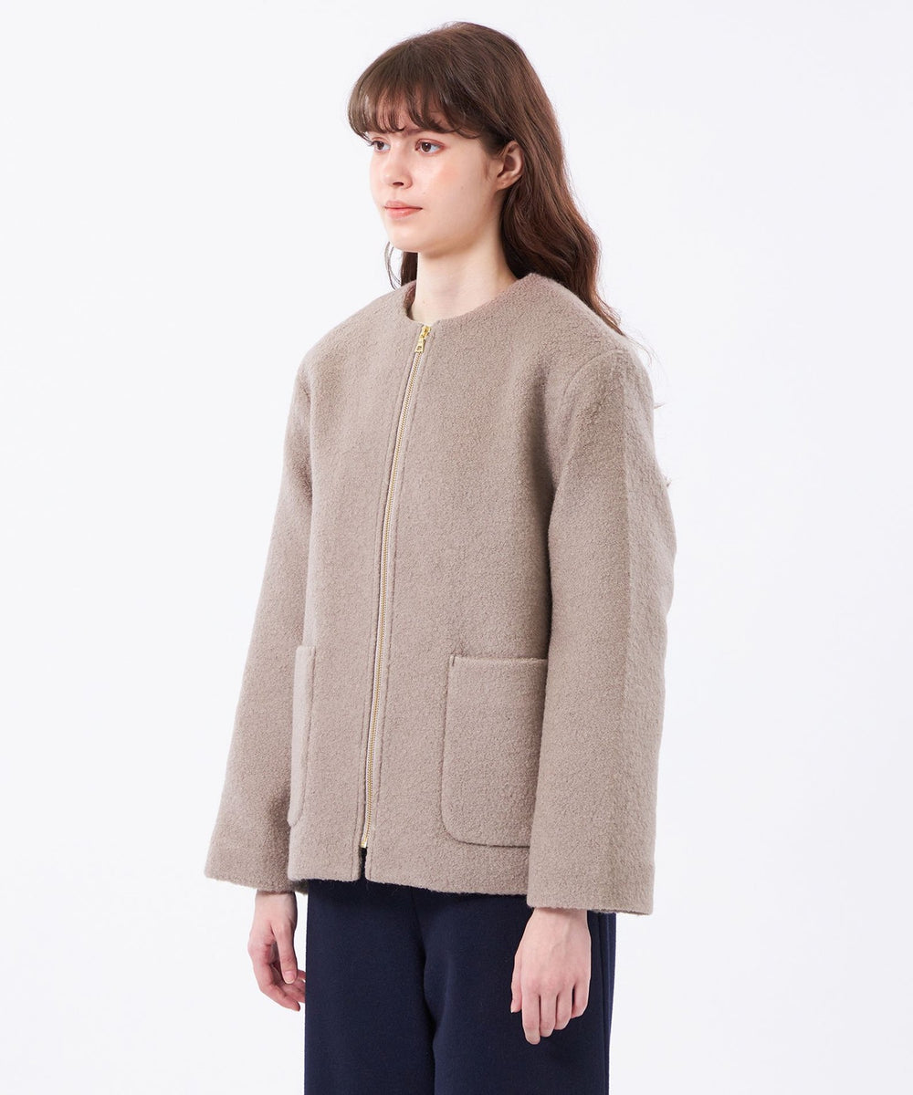 WEB&一部店舗限定】ウールパイルノーカラーショートコート(コート