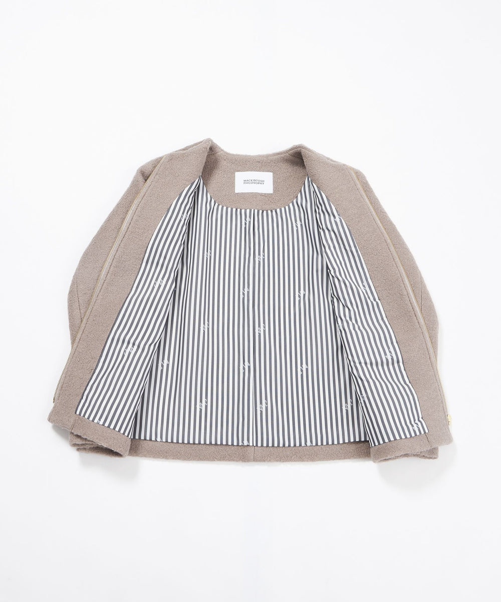 WEB&一部店舗限定】ウールパイルノーカラーショートコート(コート