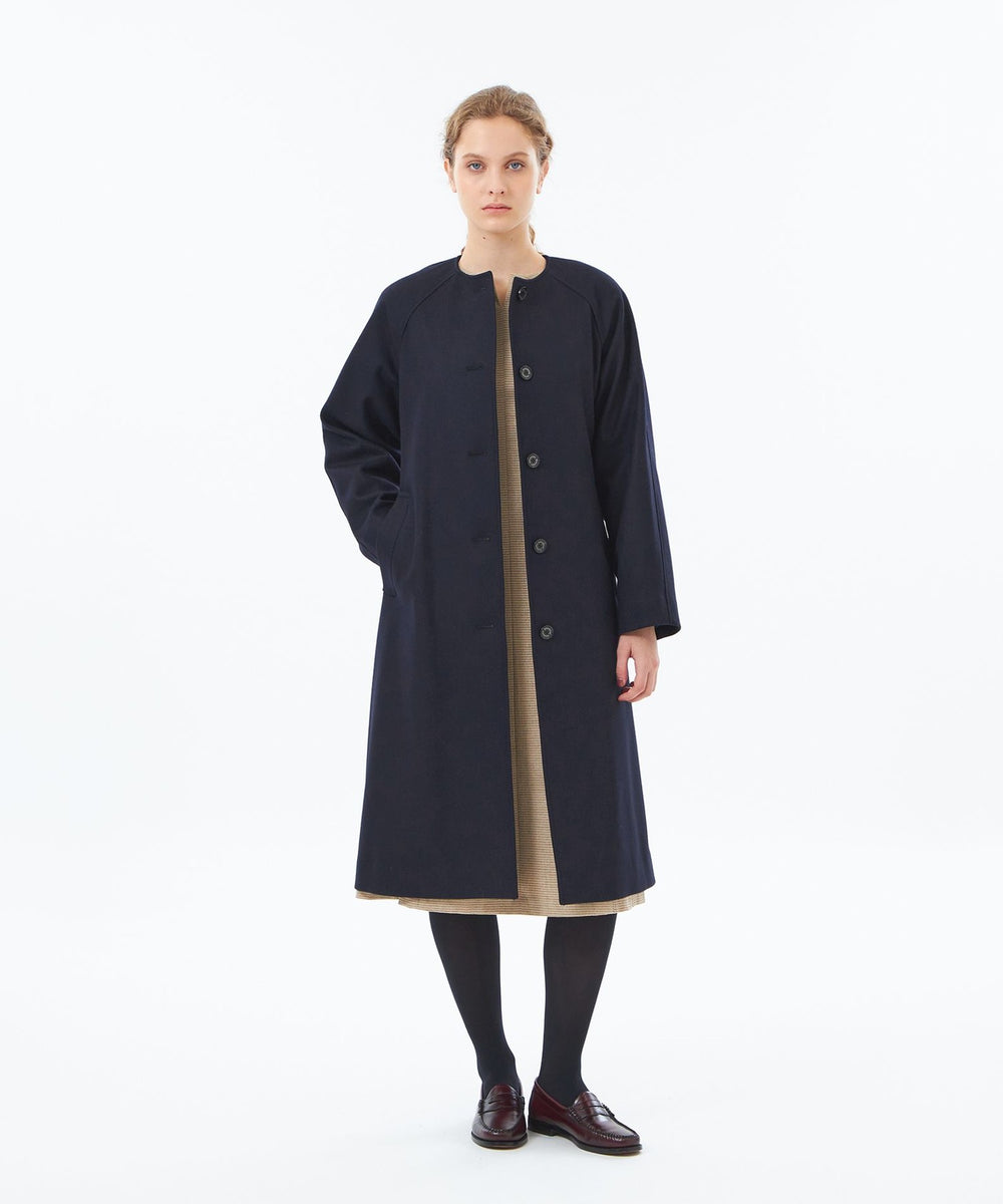 マッキントッシュ フィロソフィー ノーカラーロングコート 38 ネイビー WEB&一部店舗限定】メルトンノーカラーコート(コート)｜MACKINTOSH