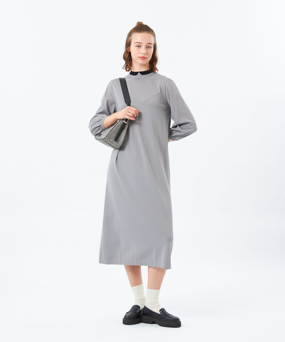 25年秋冬モデル】Cleric Collar Knit サックワンピース