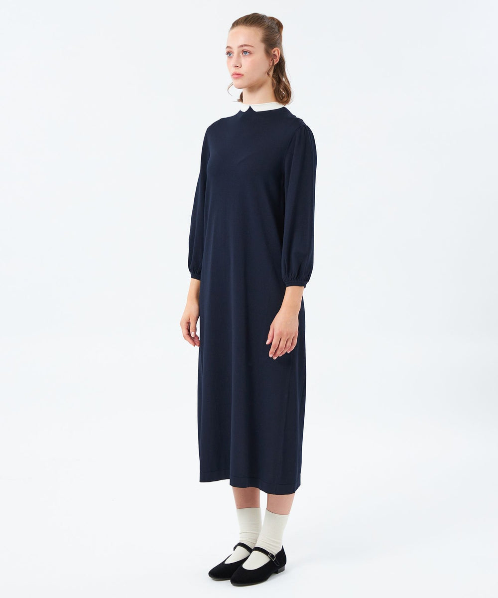 25年秋冬モデル】Cleric Collar Knit サックワンピース(ワンピース