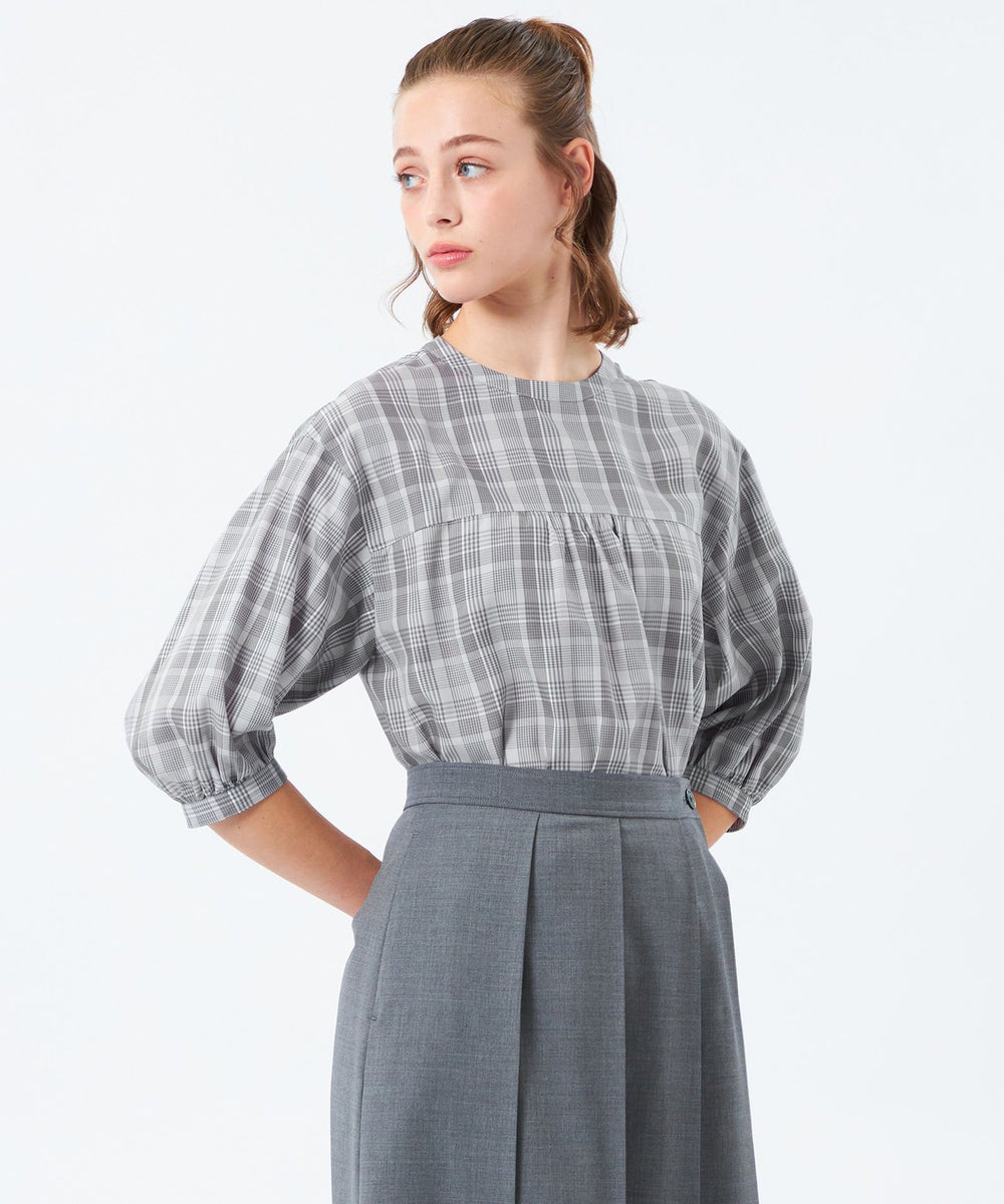 未使用 マッキントッシュ ロンドン ツイルチェックギャザー ブラウス 38 未使用 マッキントッシュ ロンドン ツイルチェックギャザー ブラウス 38