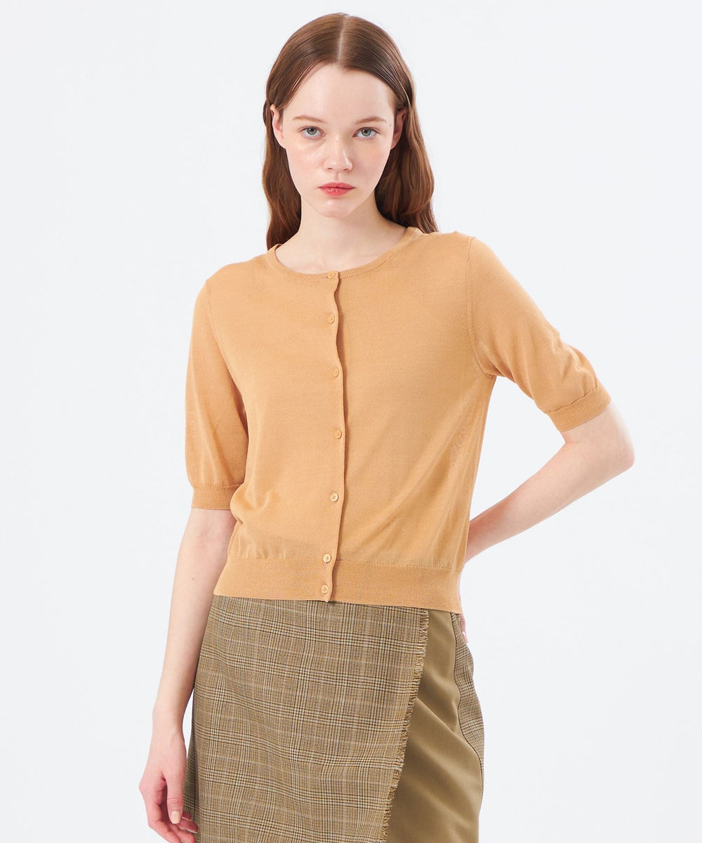 レディース ファーリー ハーフスリーブ カーディガン feepur ニット セーター 「ハンドウォッシャブル」ハーフ