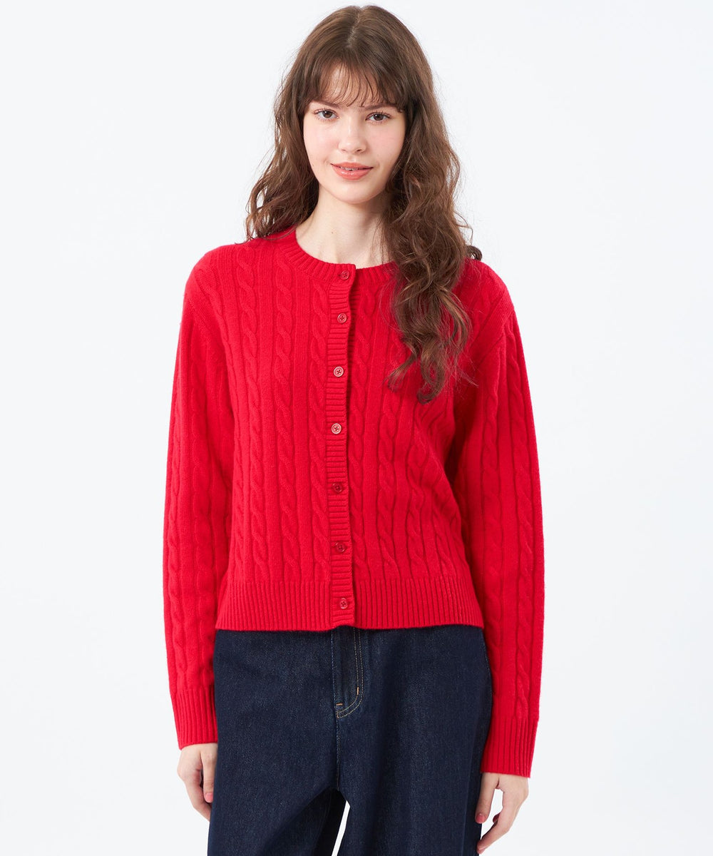 中川政七商店カシミアウールニットカーディガン　赤　手触り優しい◎ 中川政七商店カシミアウールニットカーディガン 赤 手触り優しい