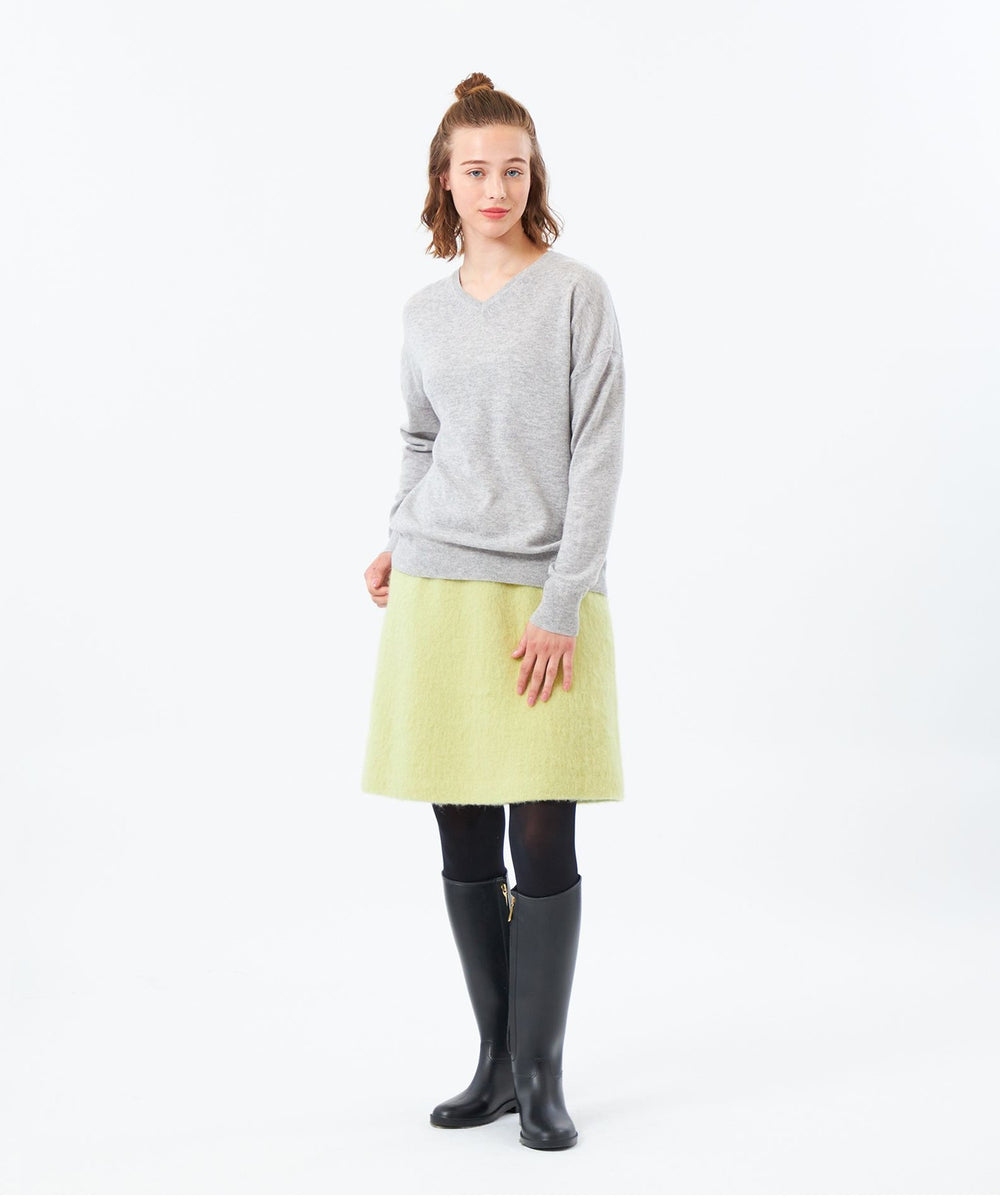 MACPHELAMBS CASHMERE Vネックプルオーバーイエロー MACPHEE(マカフィ) COTTON Vネックプルオーバー【12-02-81-02202