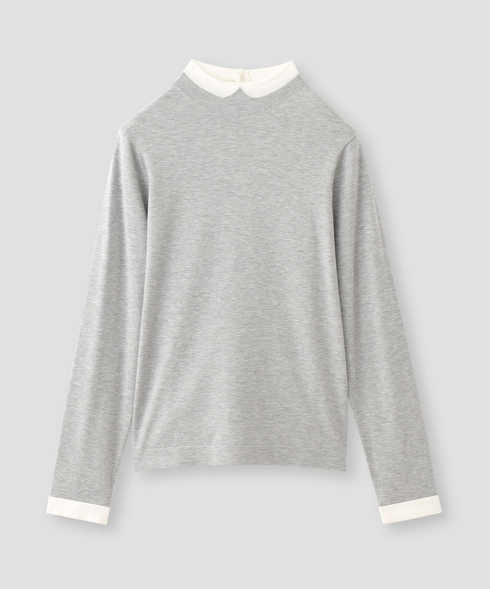 Cleric Collar Knit ロングスリーブプルオーバー(トップス