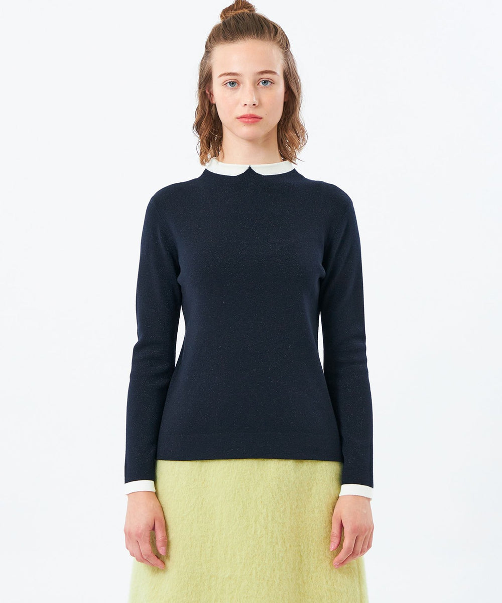 まりっちページ 2025年秋冬モデル】Cleric Collar Knit グリッター(トップス
