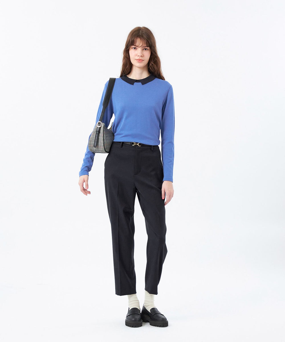 エリコ マディソンブルー ロングスリーブボーダーカットソー ロゴ