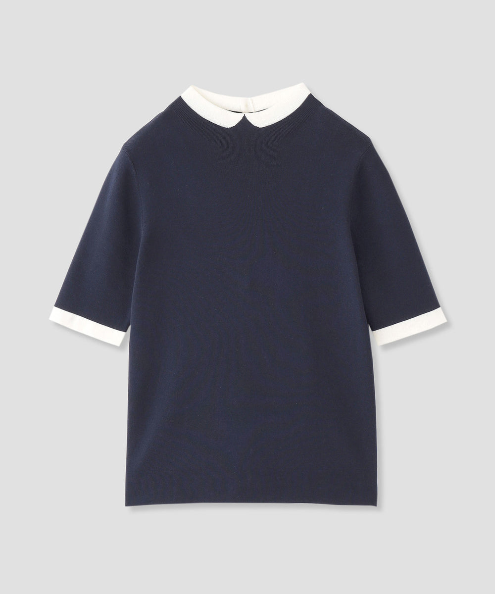 Cleric Collar Knit ショートスリーブプルオーバー(トップス