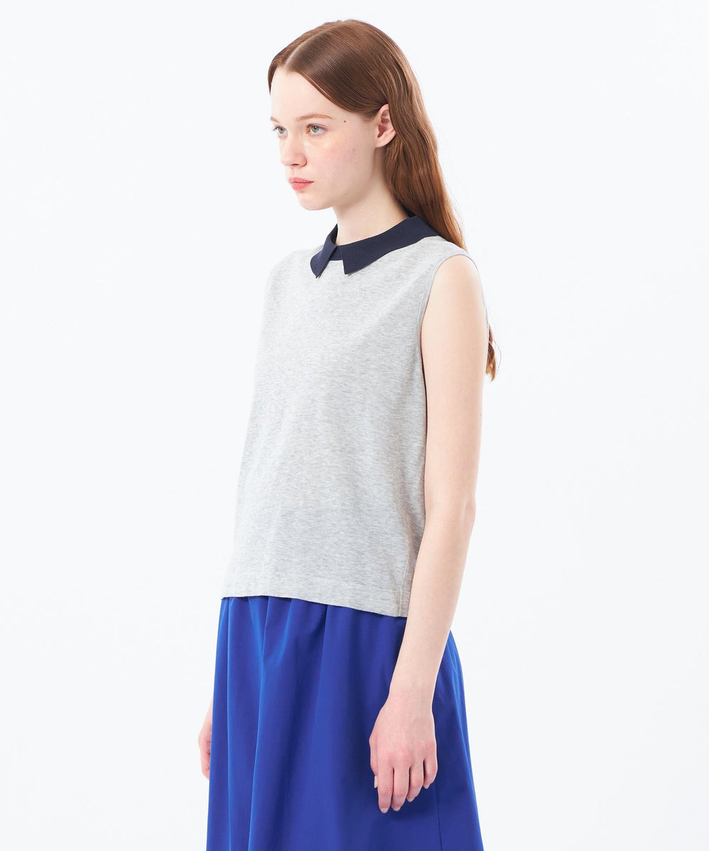 Bi-color Knit Polo（バイカラーニットポロ）】ノースリーブ(トップス