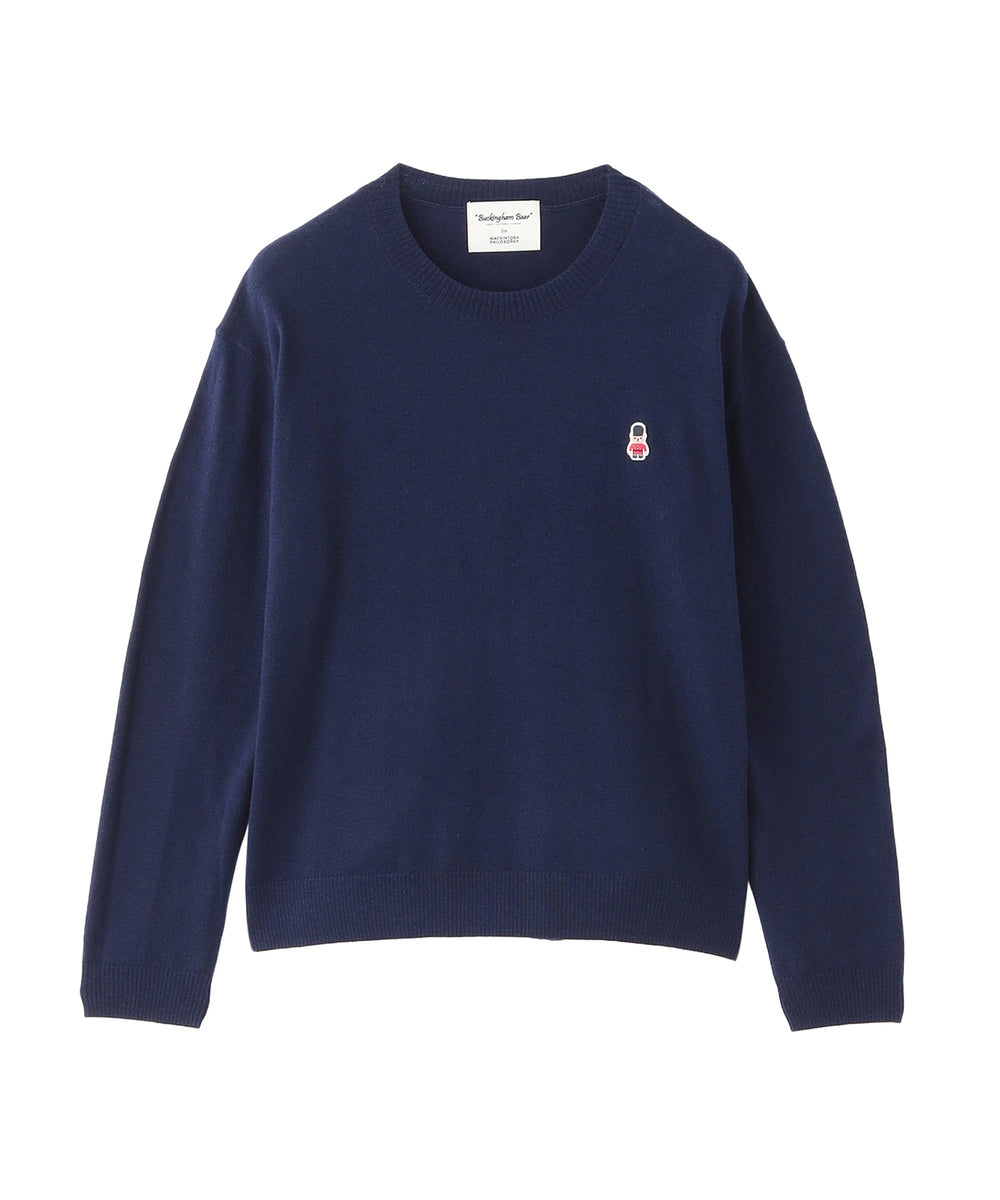 WEB&一部店舗限定】バッキンガムベア ワッペンクルーネックニット