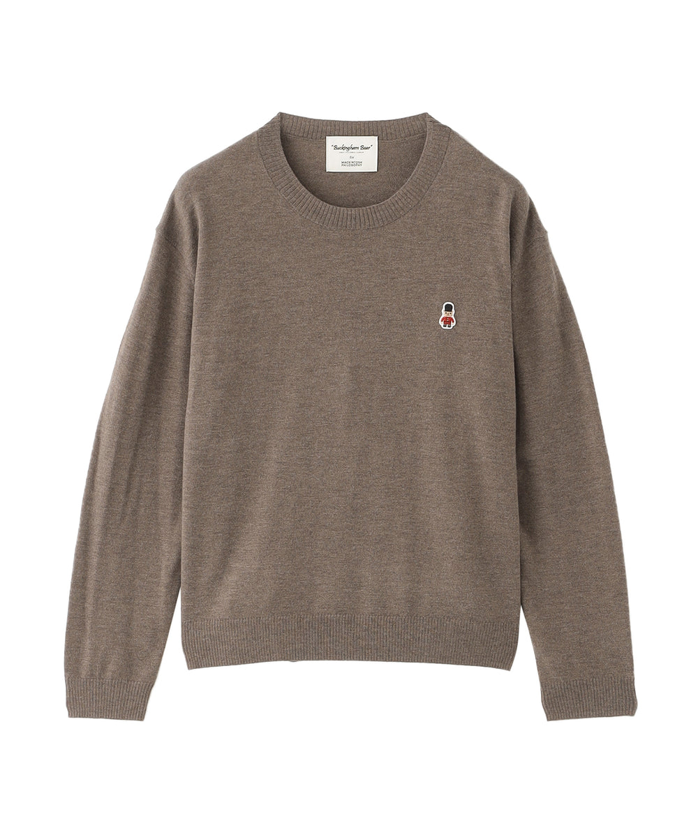 WEB&一部店舗限定】バッキンガムベア ワッペンクルーネックニット