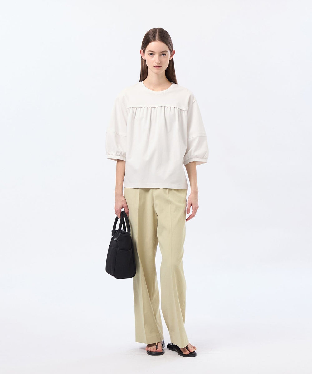 完売品✨YOKOCHAN フロントギャザーブラウス 38 ホワイト ボウタイギャザーブラウス（5141182011） | Maglie le