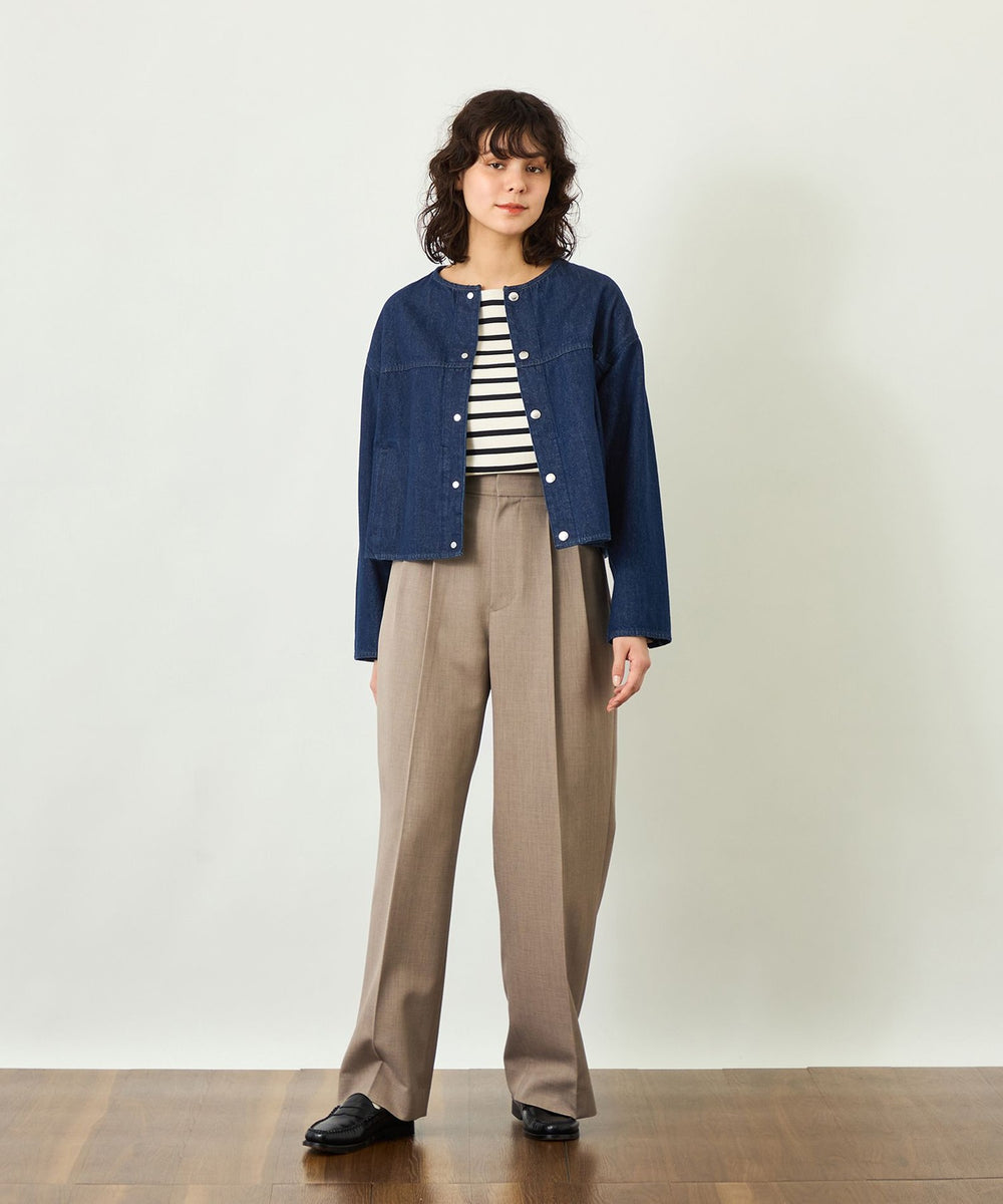 マッキントッシュフィロソフィー⭐︎ノーカラーデニムジャケット⭐︎38⭐︎インディゴ春 GREY LABEL】デニムノーカラートラッカージャケット(ブルゾン