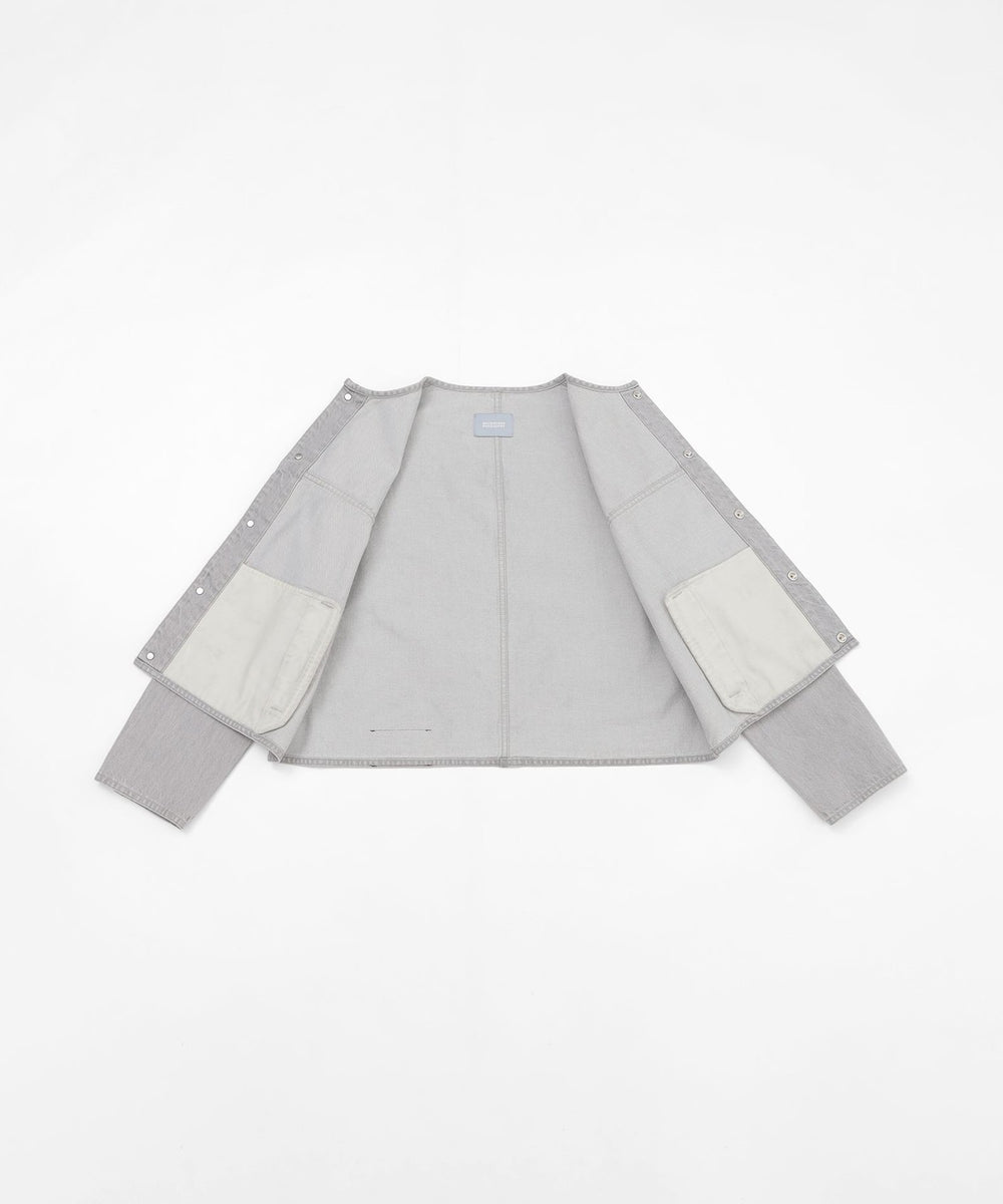 GREY LABEL】デニムノーカラートラッカージャケット(ブルゾン