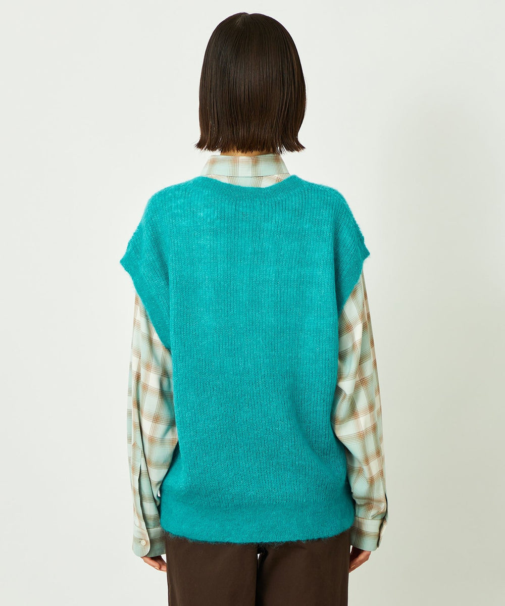 Gucci ベスト モヘヤ モヘア GUCCI グッチ / モヘヤMIX アーガイルベスト オレンジ×レッド 22SS