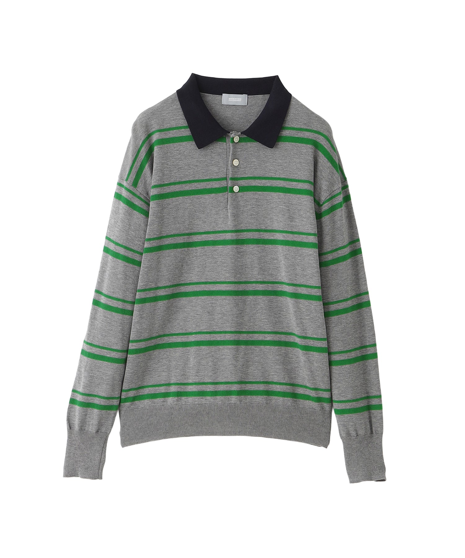 GREY LABEL ファインコットンボーダーポロニット(トップス