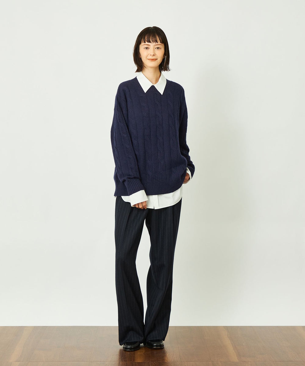 グレーニットチーぼーん様 もちもちケーブルクルーネックニット（ピンク/ベージュ/ブルー