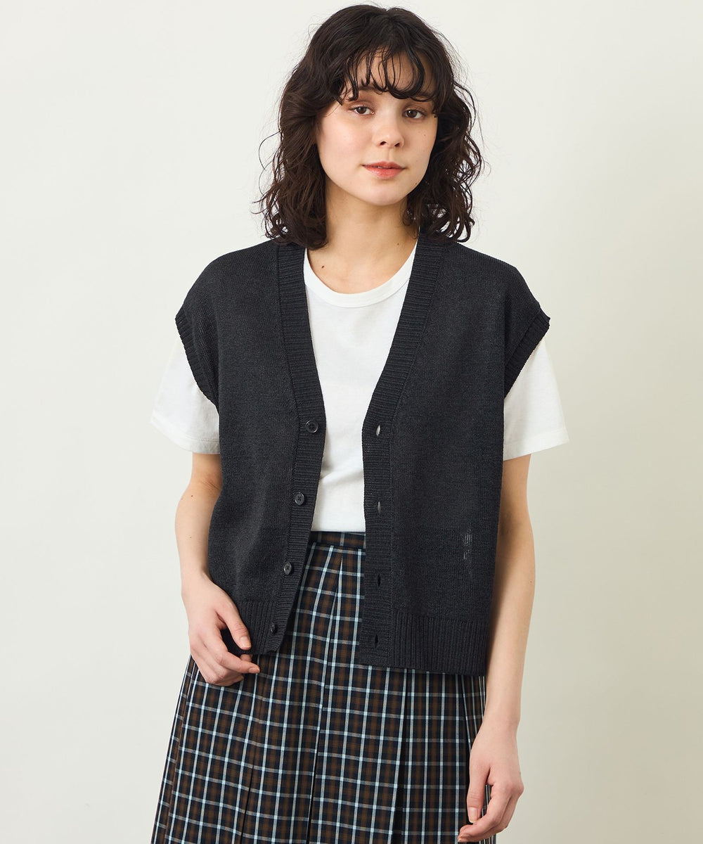 HYEON　ヘヨン　soufflé knit / black　出品12／26迄 CHINA BUTTON HENRY NECK KNIT(FREE SIZE CHARCOAL): Vintage｜Special