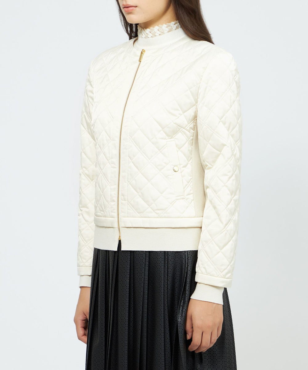 EPoca ノーカラージャケット キルティング ベージュ セール】 ファンシーツィード ノーカラージャケット （ノーカラー