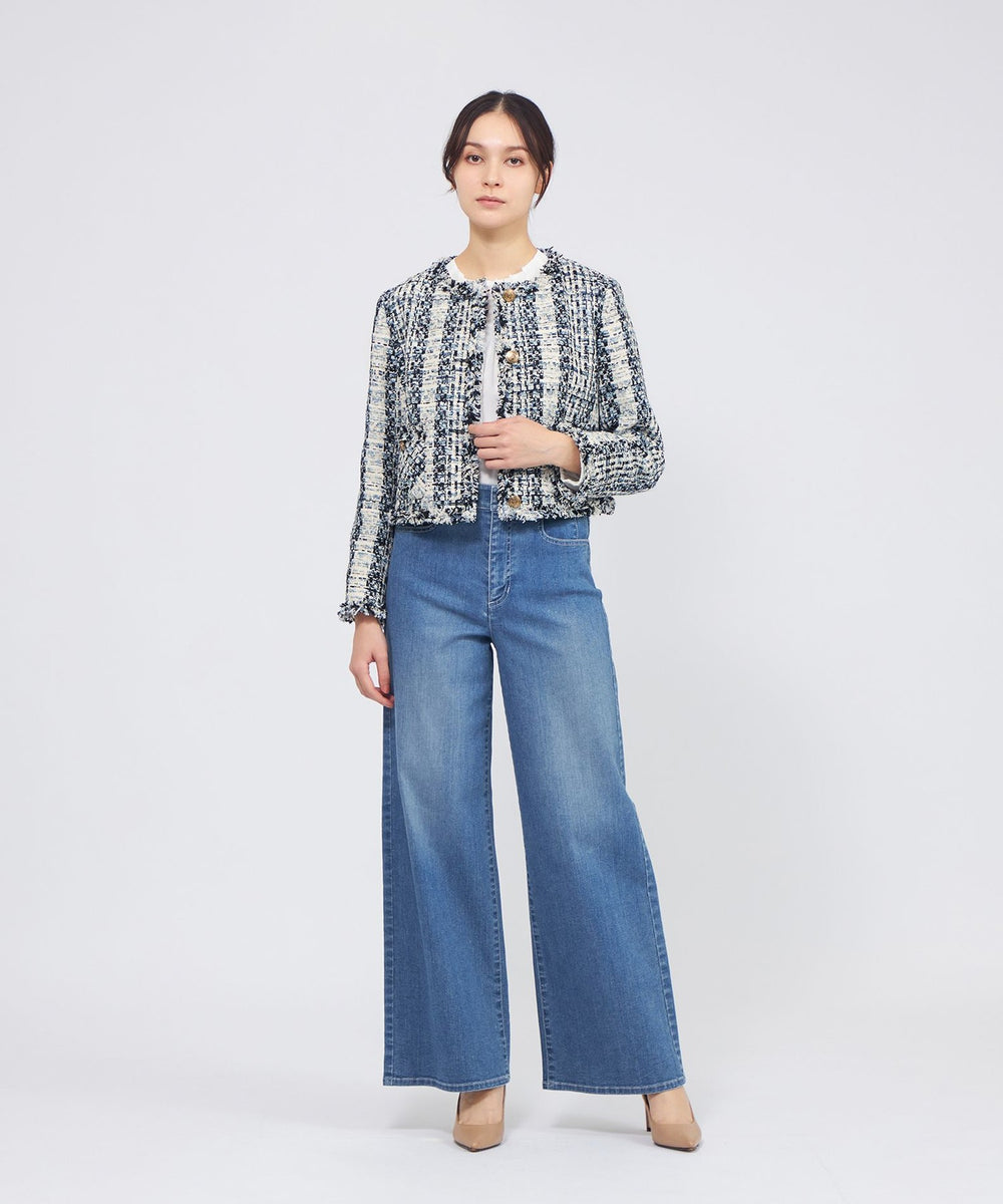 トリコ　ジャケット　美品 ミックスファンシーツィード ノーカラージャケット(ジャケット)｜EPOCA