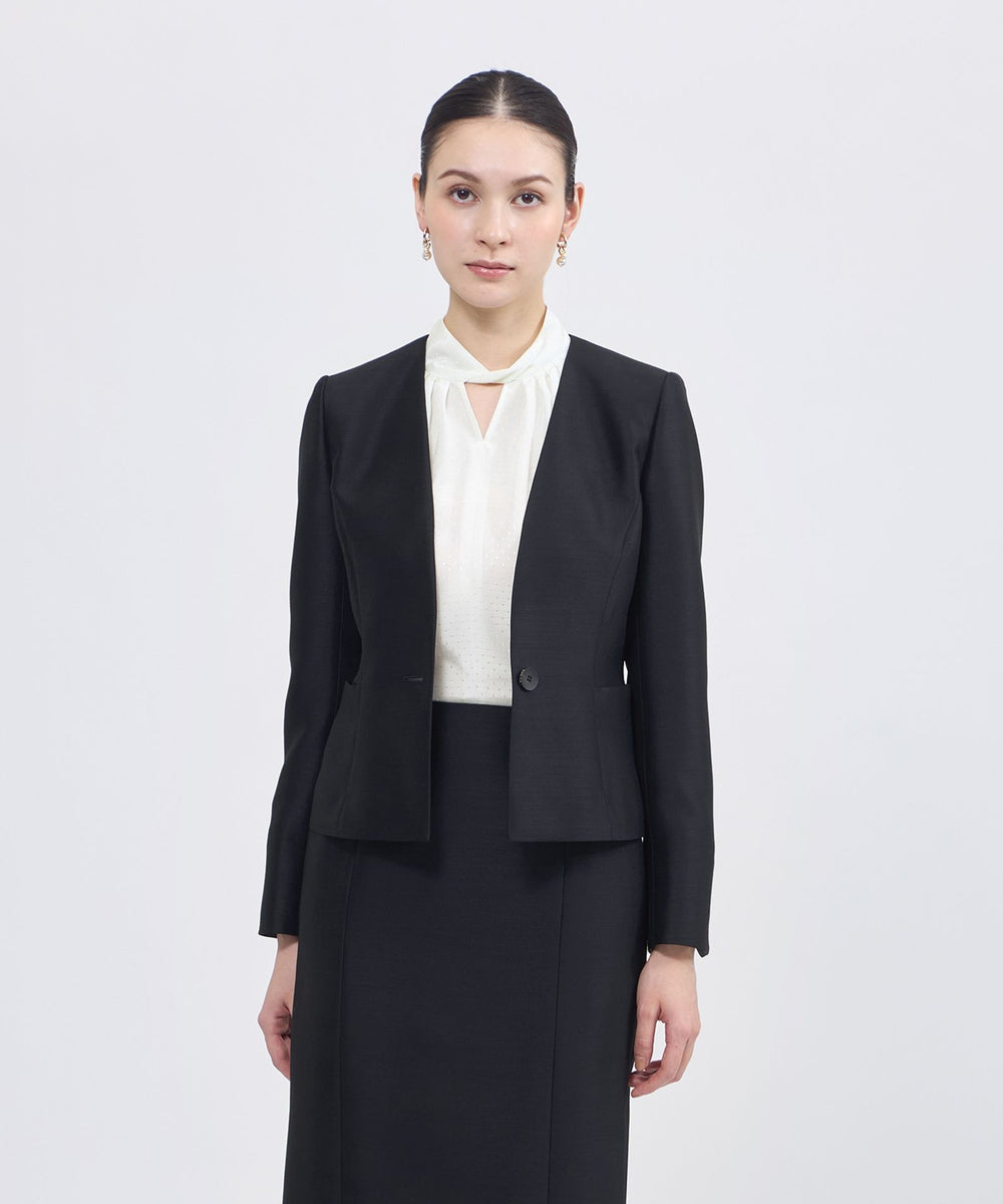 ウールシルクタッサー ノーカラージャケット(ジャケット)｜EPOCA