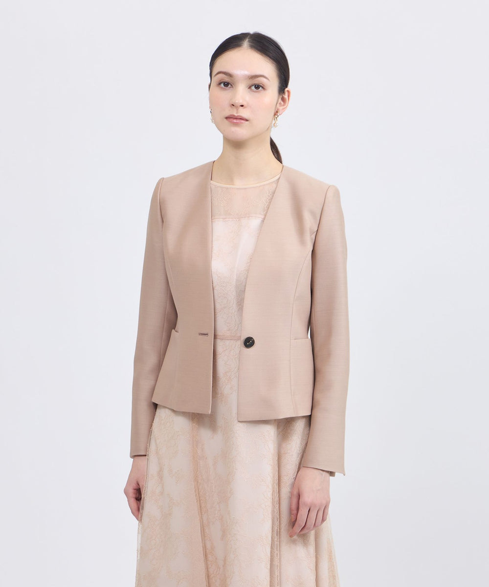 ウールシルクタッサー ノーカラージャケット(ジャケット)｜EPOCA