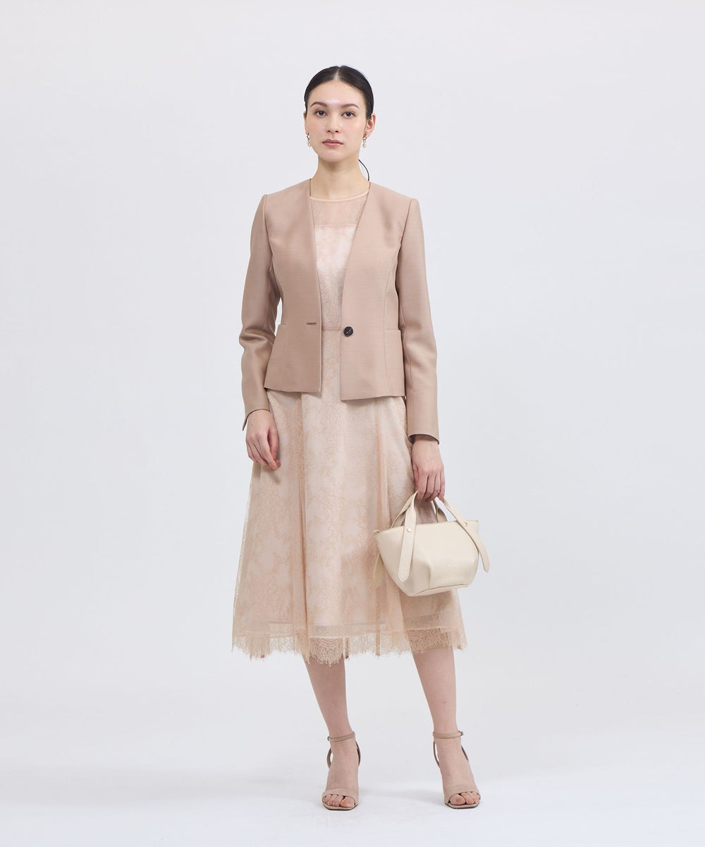 ウールシルクタッサー ノーカラージャケット(ジャケット)｜EPOCA