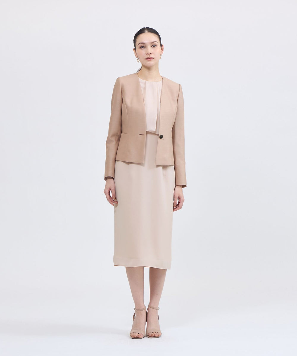 ウールシルクタッサー ノーカラージャケット(ジャケット)｜EPOCA