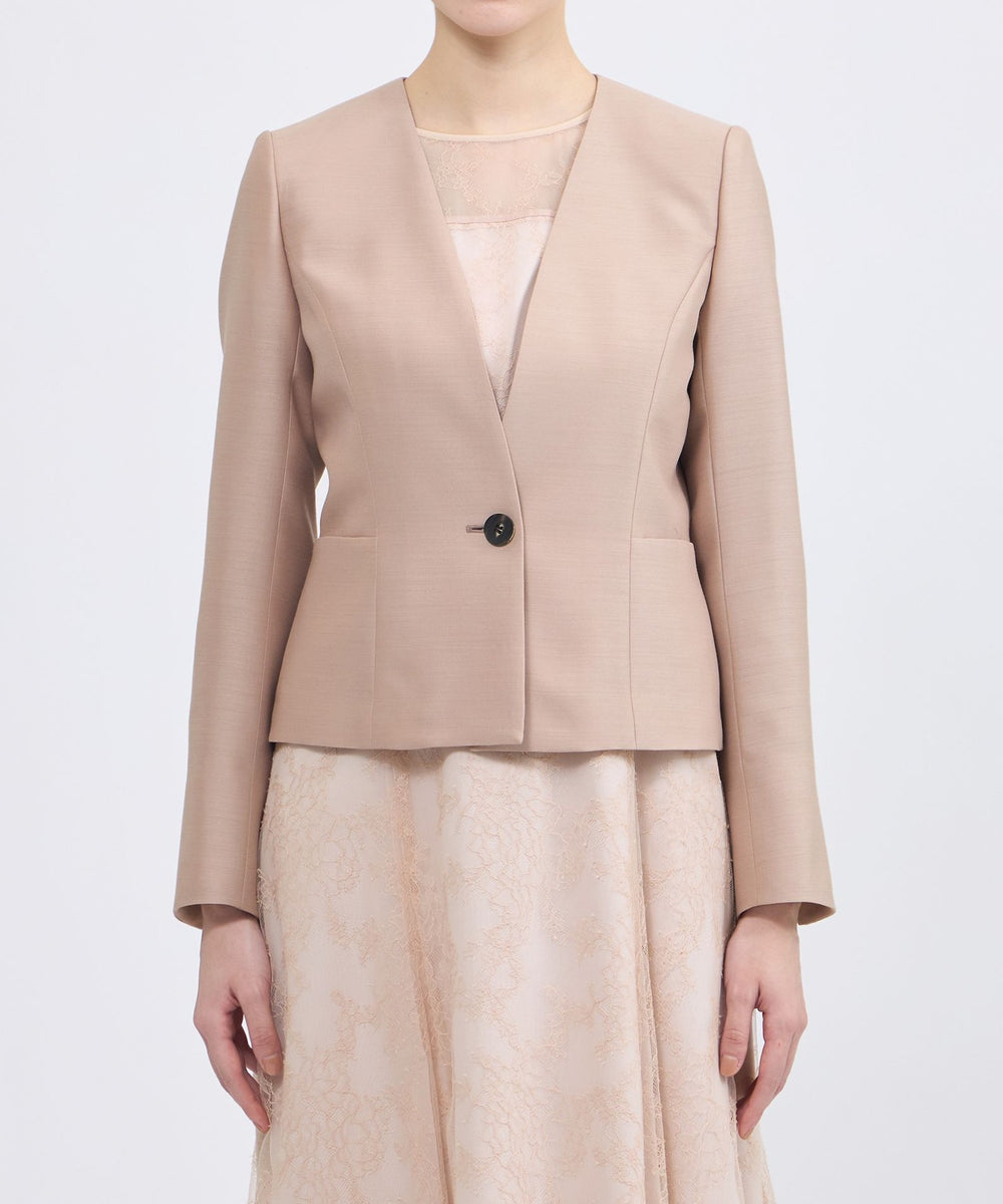 ウールシルクタッサー ノーカラージャケット(ジャケット)｜EPOCA