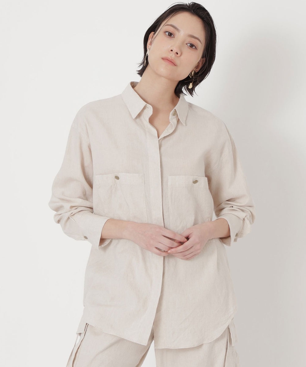 LA MAGLIA IN CASA】リネンブレンドストレッチ シャツジャケット