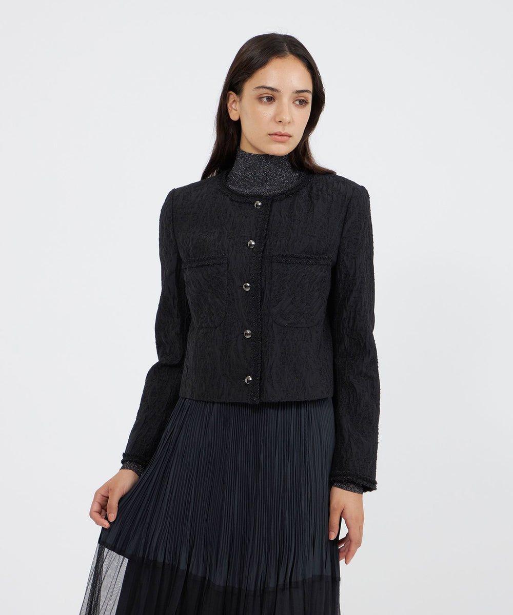 ジャケット ノーカラージャケット 「THE PAUSE」ジャガードミドルコート THE PAUSEノーカラージャケット | Whim Gazette(ウィム ガゼット