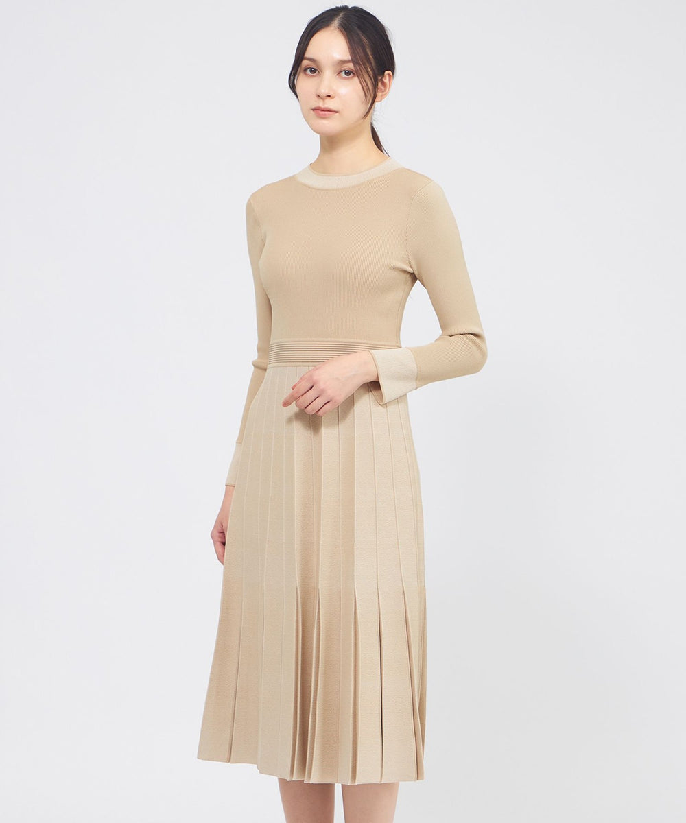 プリーツライクジャカード ニットワンピース(ワンピース)｜EPOCA