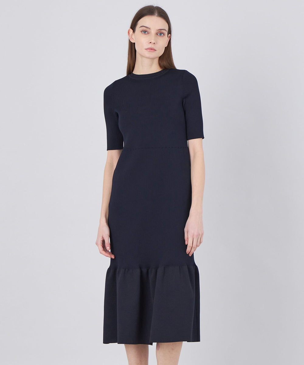 メタルライクヤーンニット ペプラムヘムドレス(ワンピース)｜EPOCA