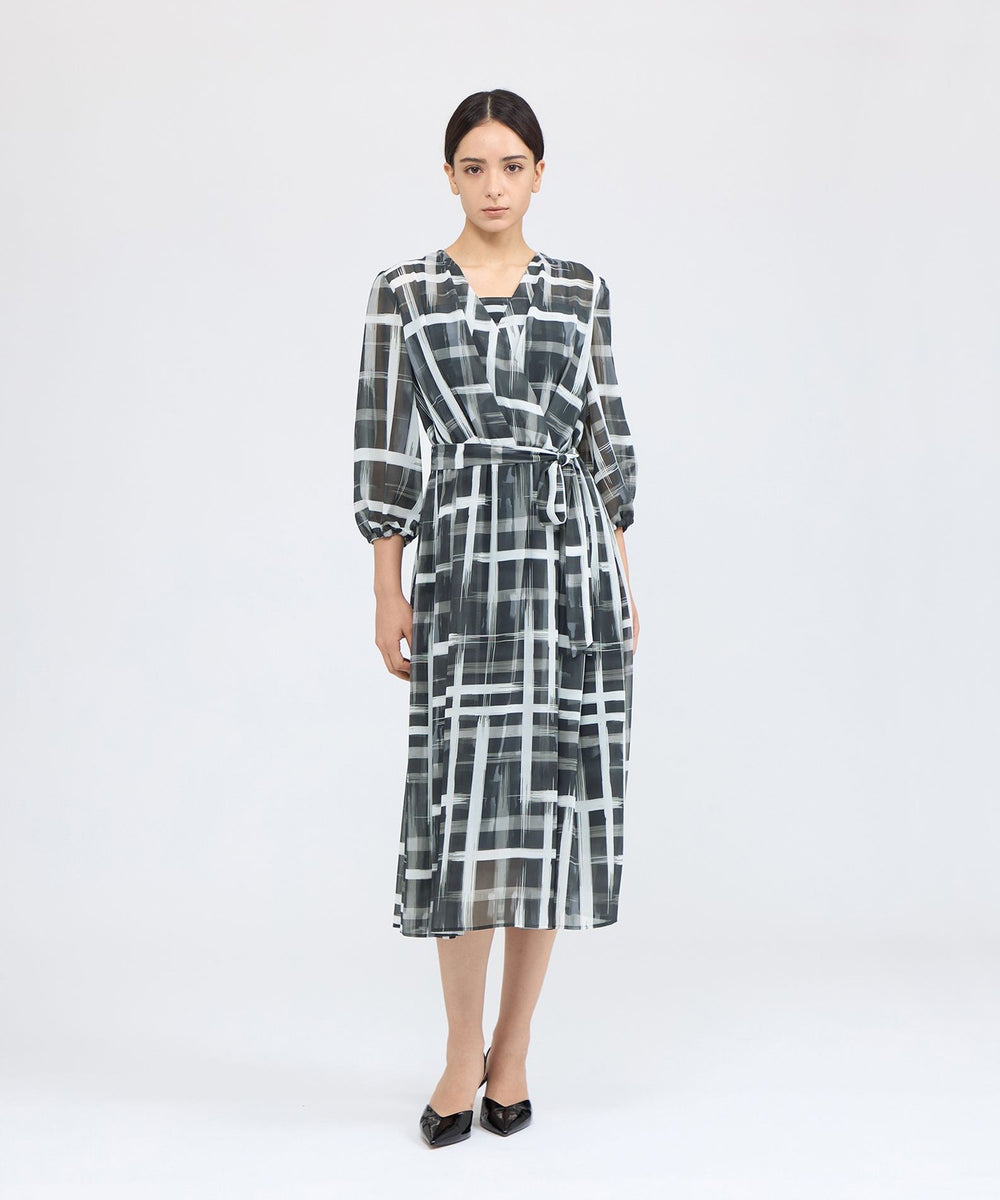 ジオメトリックプリント カシュクールワンピース(ワンピース)｜EPOCA