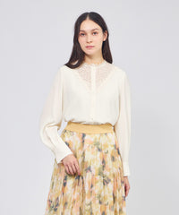 パウダリーダブルクロス レースコンビブラウス(トップス)｜EPOCA