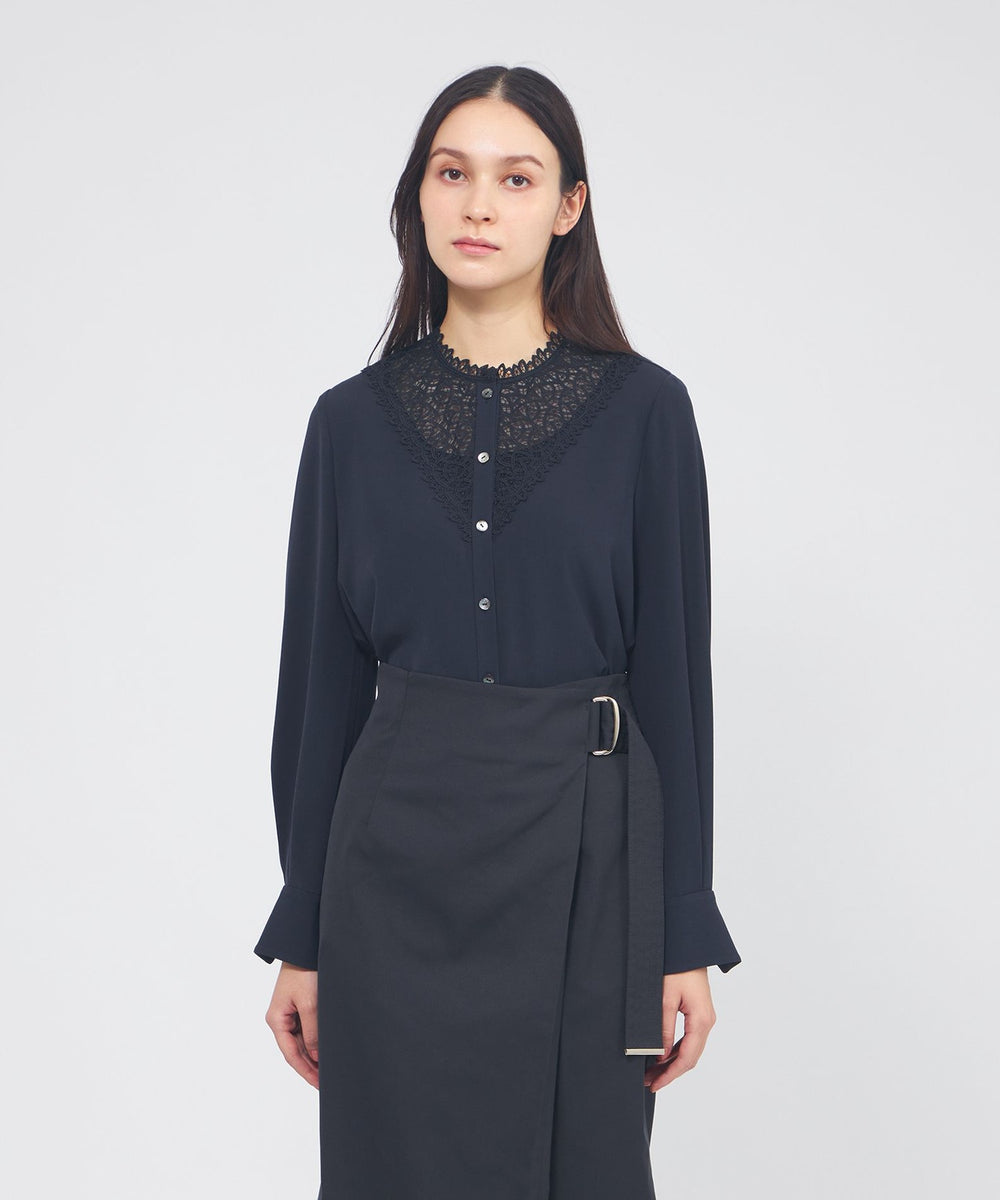 パウダリーダブルクロス レースコンビブラウス(トップス)｜EPOCA