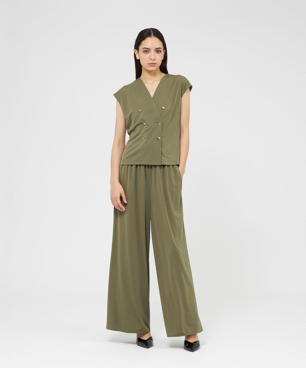 トリアセテートジャージー ダブルブレストコンパクトジレ(トップス